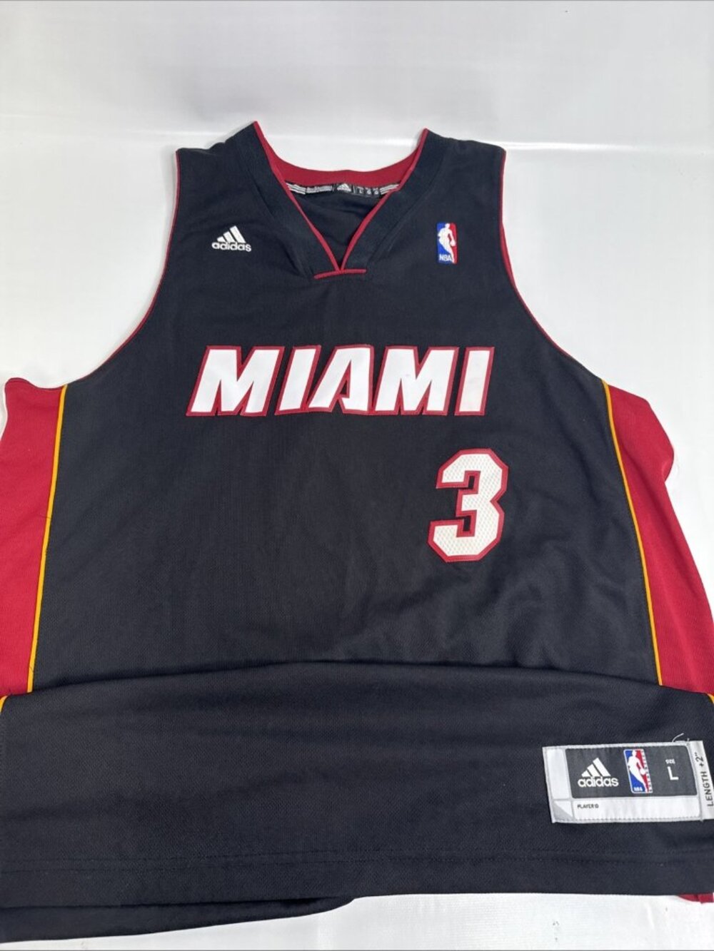 Miami Heat Basketball Jersey Dwayne Wade 3 Adidas Tag Size Large Black Authentic